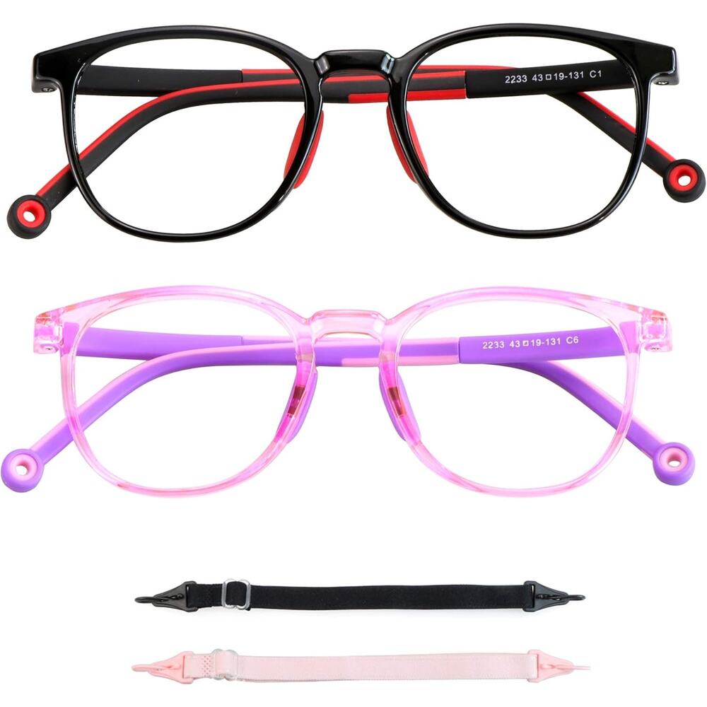 New LAMBBAA 2 Pack Kids Age 3-12 Blue Light Blocking Anti Glare Computer Glasses